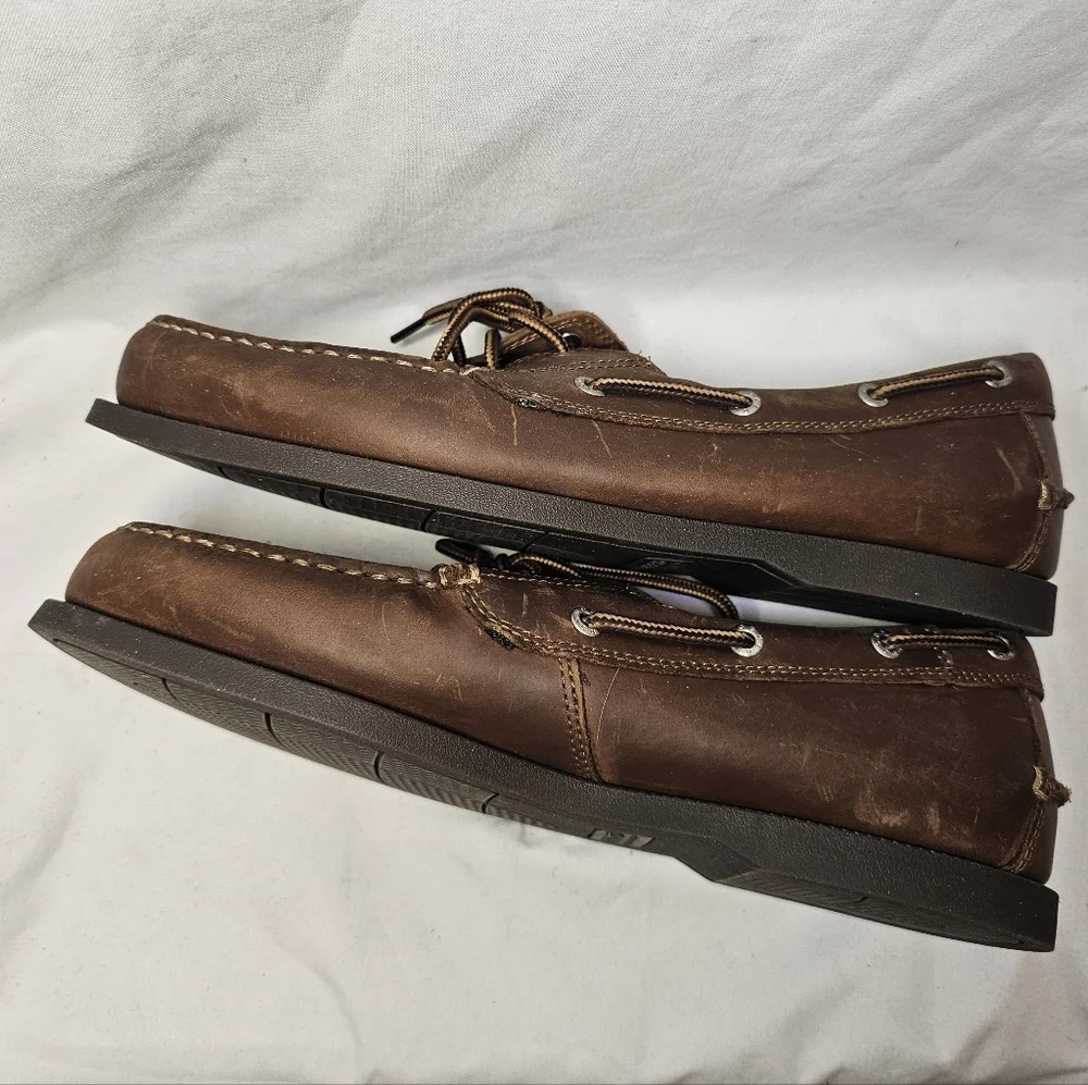 Dockers Classic Leather Boat Shoes Size 10.5 Brown Preppy Quiet Luxury Old Money